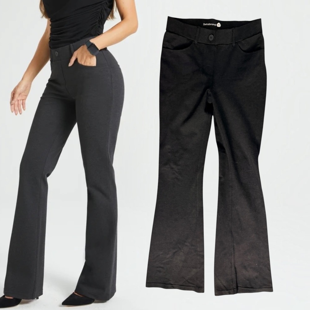 Betabrand Dress Pant Yoga Pants Bootcut Stretch Workwear Black Medium